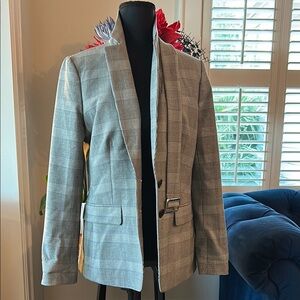 Gray Windowpane Sport Coat with Red Accents